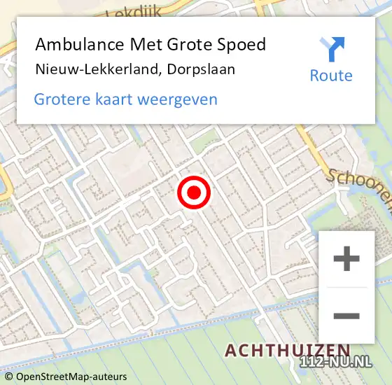 Locatie op kaart van de 112 melding: Ambulance Met Grote Spoed Naar Nieuw-Lekkerland, Dorpslaan op 8 juli 2024 02:35