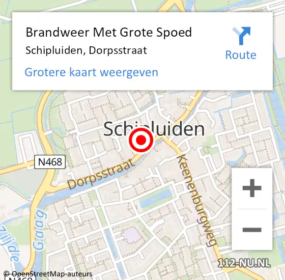 Locatie op kaart van de 112 melding: Brandweer Met Grote Spoed Naar Schipluiden, Dorpsstraat op 8 juli 2024 02:48