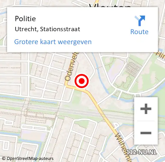 Locatie op kaart van de 112 melding: Politie Utrecht, Stationsstraat op 8 juli 2024 03:30