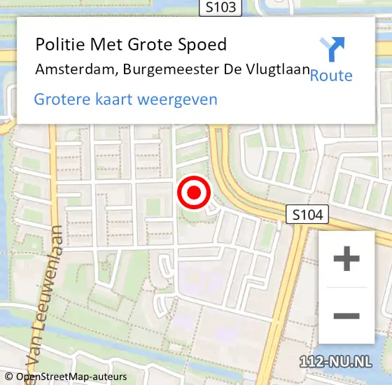 Locatie op kaart van de 112 melding: Politie Met Grote Spoed Naar Amsterdam, Burgemeester De Vlugtlaan op 8 juli 2024 03:38