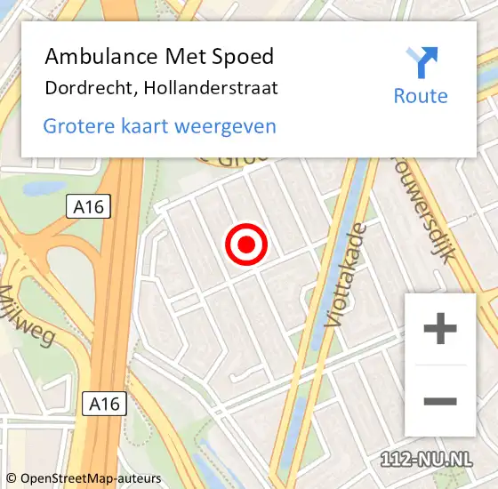 Locatie op kaart van de 112 melding: Ambulance Met Spoed Naar Dordrecht, Hollanderstraat op 8 juli 2024 03:47