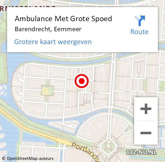 Locatie op kaart van de 112 melding: Ambulance Met Grote Spoed Naar Barendrecht, Eemmeer op 8 juli 2024 04:21