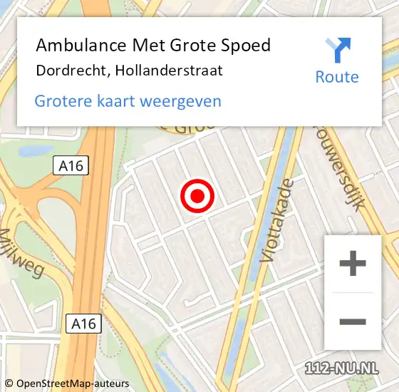 Locatie op kaart van de 112 melding: Ambulance Met Grote Spoed Naar Dordrecht, Hollanderstraat op 8 juli 2024 04:25