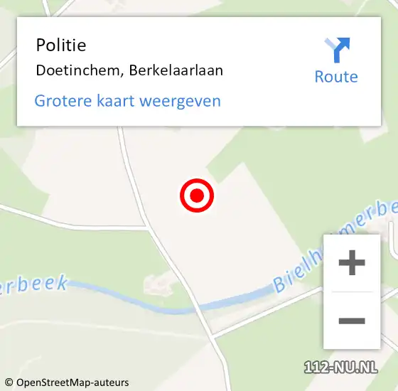 Locatie op kaart van de 112 melding: Politie Doetinchem, Berkelaarlaan op 8 juli 2024 05:07