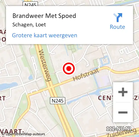 Locatie op kaart van de 112 melding: Brandweer Met Spoed Naar Schagen, Loet op 8 juli 2024 05:09