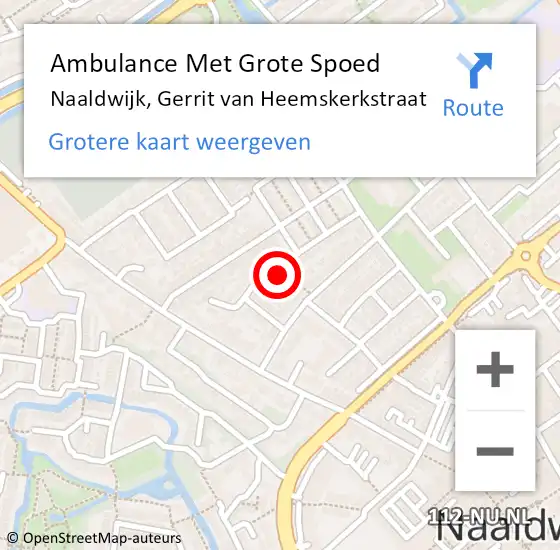 Locatie op kaart van de 112 melding: Ambulance Met Grote Spoed Naar Naaldwijk, Gerrit van Heemskerkstraat op 8 juli 2024 05:24