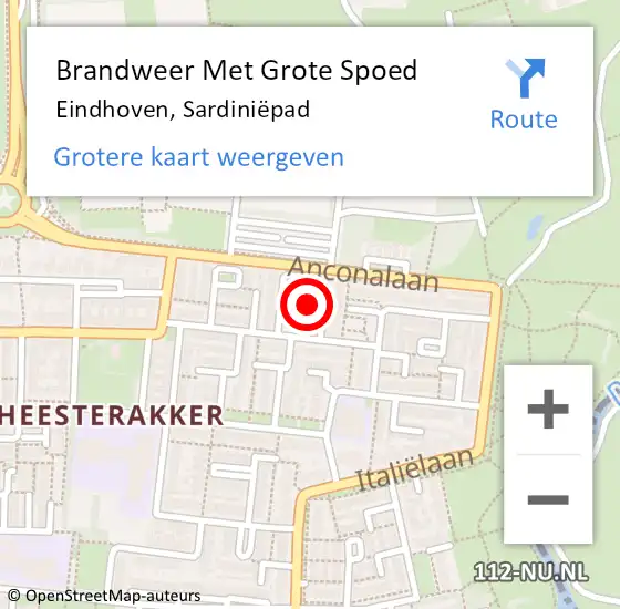 Locatie op kaart van de 112 melding: Brandweer Met Grote Spoed Naar Eindhoven, Sardiniëpad op 8 juli 2024 05:38