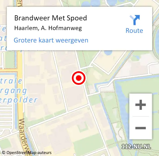 Locatie op kaart van de 112 melding: Brandweer Met Spoed Naar Haarlem, A. Hofmanweg op 8 juli 2024 06:08