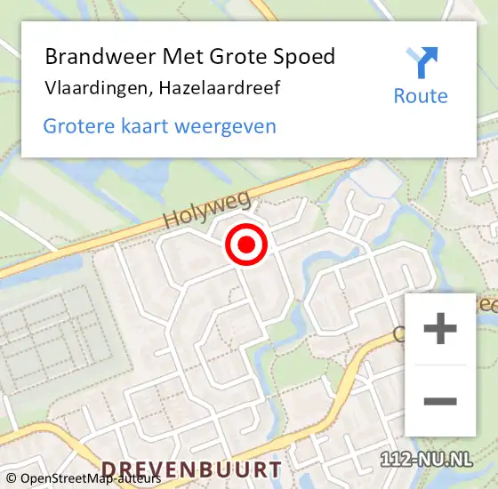 Locatie op kaart van de 112 melding: Brandweer Met Grote Spoed Naar Vlaardingen, Hazelaardreef op 8 juli 2024 06:15