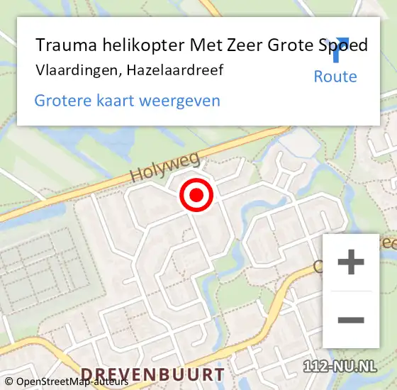 Locatie op kaart van de 112 melding: Trauma helikopter Met Zeer Grote Spoed Naar Vlaardingen, Hazelaardreef op 8 juli 2024 06:38