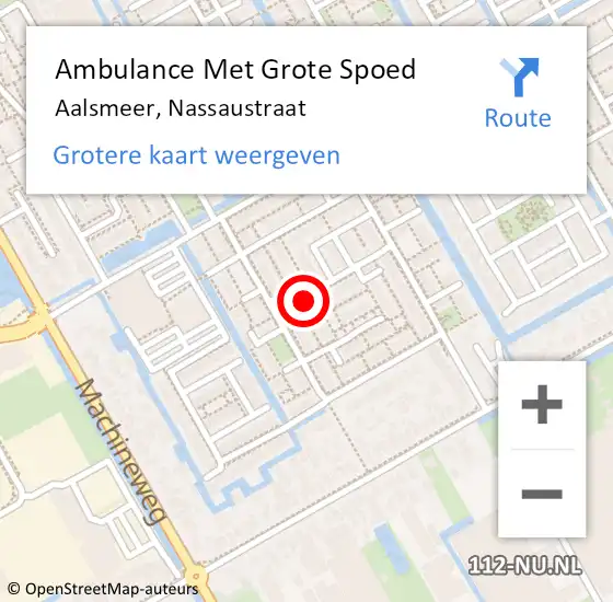 Locatie op kaart van de 112 melding: Ambulance Met Grote Spoed Naar Aalsmeer, Nassaustraat op 8 juli 2024 07:05