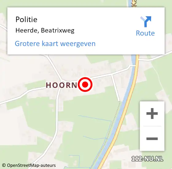 Locatie op kaart van de 112 melding: Politie Heerde, Beatrixweg op 8 juli 2024 07:15