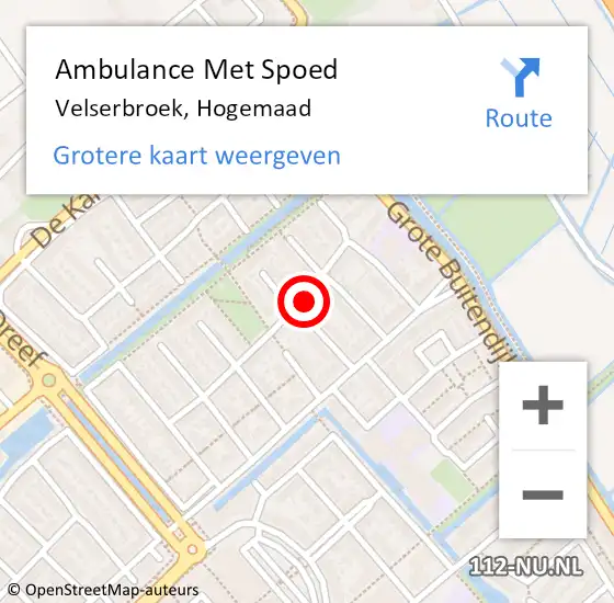 Locatie op kaart van de 112 melding: Ambulance Met Spoed Naar Velserbroek, Hogemaad op 8 juli 2024 07:45