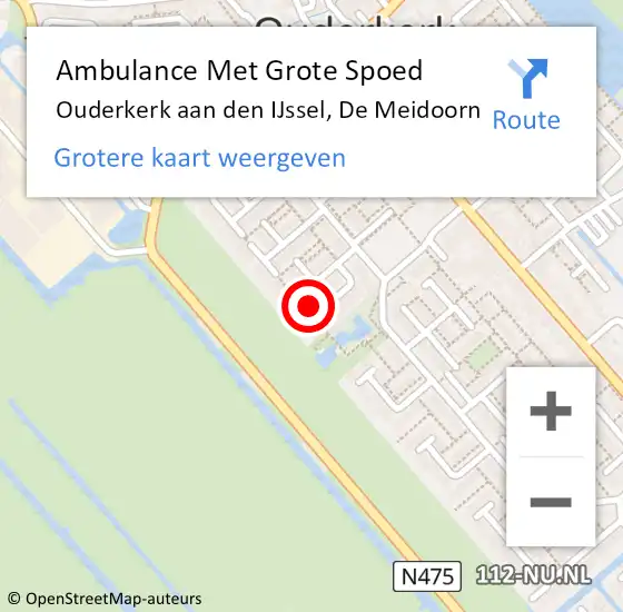 Locatie op kaart van de 112 melding: Ambulance Met Grote Spoed Naar Ouderkerk aan den IJssel, De Meidoorn op 8 juli 2024 08:12