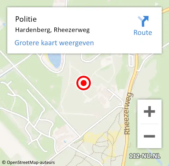 Locatie op kaart van de 112 melding: Politie Hardenberg, Rheezerweg op 8 juli 2024 08:29