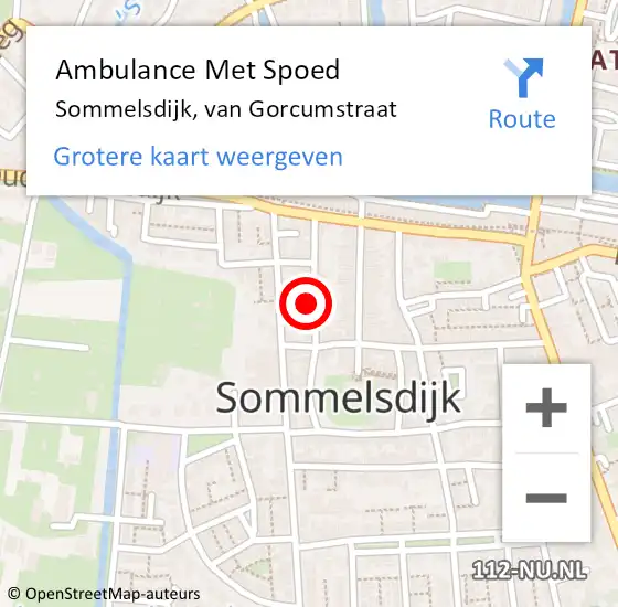 Locatie op kaart van de 112 melding: Ambulance Met Spoed Naar Sommelsdijk, van Gorcumstraat op 8 juli 2024 08:35