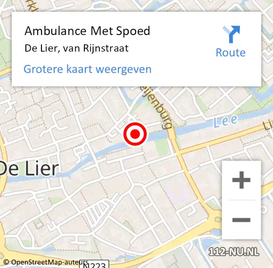 Locatie op kaart van de 112 melding: Ambulance Met Spoed Naar De Lier, van Rijnstraat op 8 juli 2024 08:42