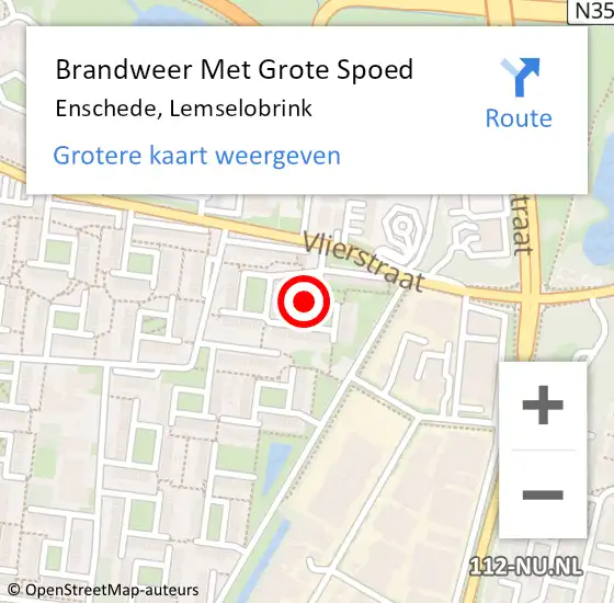 Locatie op kaart van de 112 melding: Brandweer Met Grote Spoed Naar Enschede, Lemselobrink op 12 oktober 2014 10:22