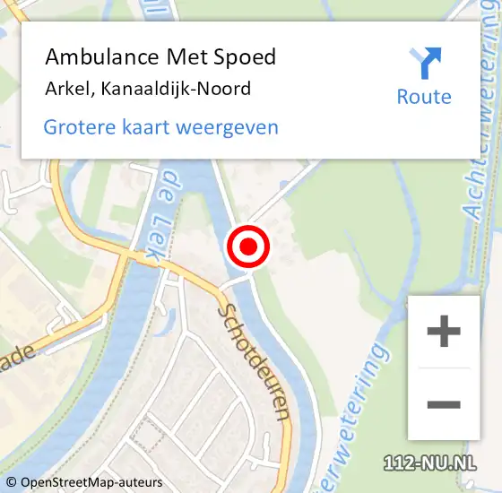 Locatie op kaart van de 112 melding: Ambulance Met Spoed Naar Arkel, Kanaaldijk-Noord op 8 juli 2024 09:02