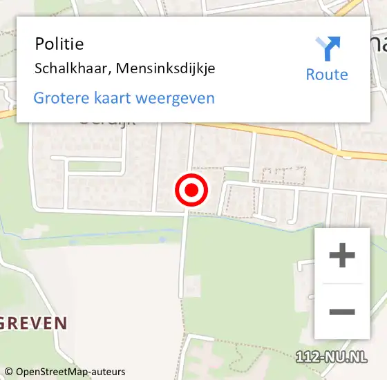 Locatie op kaart van de 112 melding: Politie Schalkhaar, Mensinksdijkje op 8 juli 2024 09:11