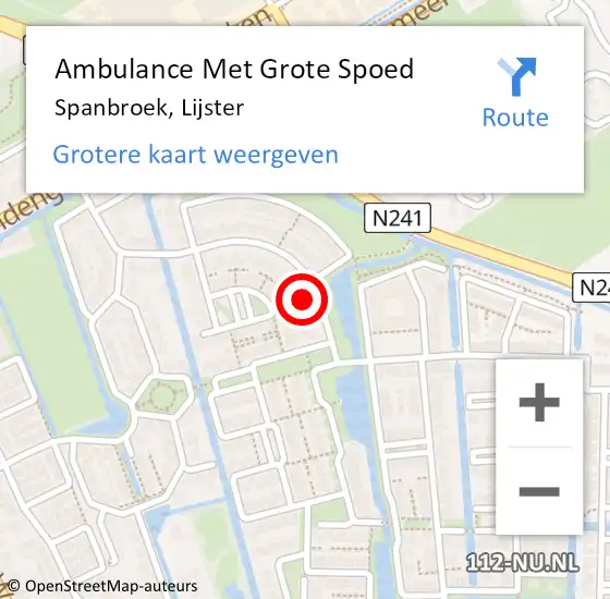 Locatie op kaart van de 112 melding: Ambulance Met Grote Spoed Naar Spanbroek, Lijster op 8 juli 2024 09:14