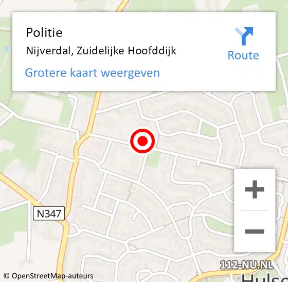 Locatie op kaart van de 112 melding: Politie Nijverdal, Zuidelijke Hoofddijk op 8 juli 2024 09:19