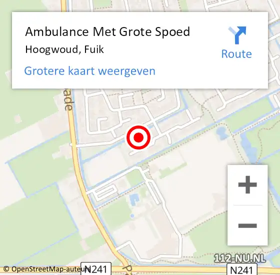 Locatie op kaart van de 112 melding: Ambulance Met Grote Spoed Naar Hoogwoud, Fuik op 8 juli 2024 09:35