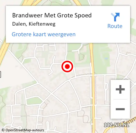 Locatie op kaart van de 112 melding: Brandweer Met Grote Spoed Naar Dalen, Kieftenweg op 8 juli 2024 10:12