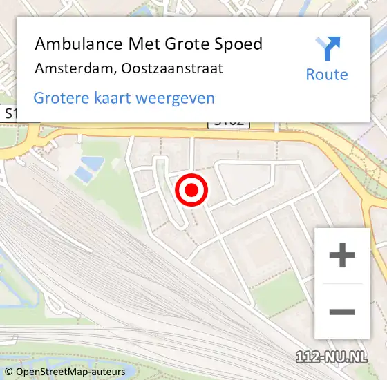 Locatie op kaart van de 112 melding: Ambulance Met Grote Spoed Naar Amsterdam, Oostzaanstraat op 8 juli 2024 10:17