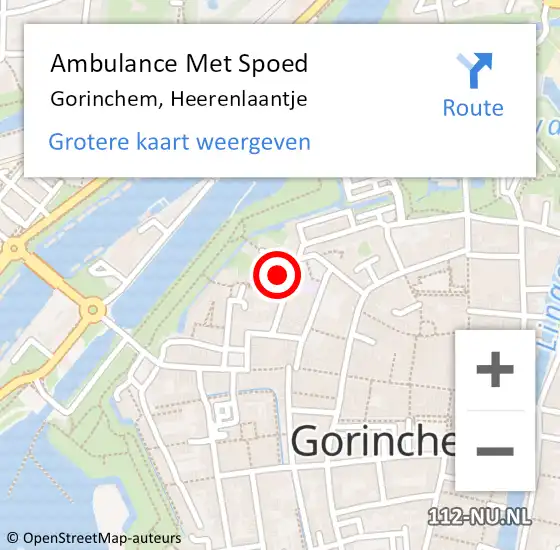 Locatie op kaart van de 112 melding: Ambulance Met Spoed Naar Gorinchem, Heerenlaantje op 8 juli 2024 10:24