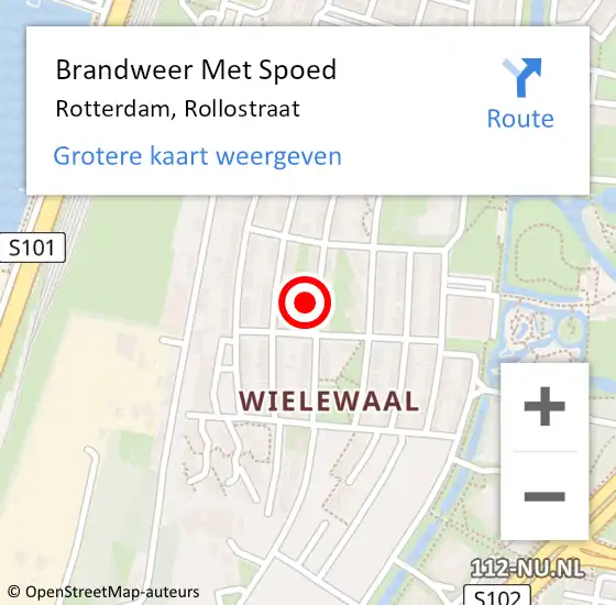 Locatie op kaart van de 112 melding: Brandweer Met Spoed Naar Rotterdam, Rollostraat op 8 juli 2024 10:40