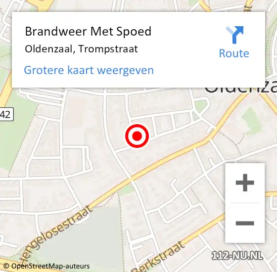 Locatie op kaart van de 112 melding: Brandweer Met Spoed Naar Oldenzaal, Trompstraat op 8 juli 2024 10:49