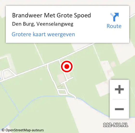 Locatie op kaart van de 112 melding: Brandweer Met Grote Spoed Naar Den Burg, Veenselangweg op 8 juli 2024 10:50