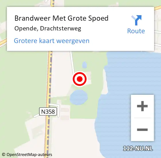 Locatie op kaart van de 112 melding: Brandweer Met Grote Spoed Naar Opende, Drachtsterweg op 12 oktober 2014 10:42