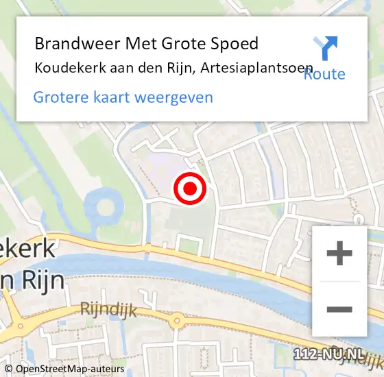 Locatie op kaart van de 112 melding: Brandweer Met Grote Spoed Naar Koudekerk aan den Rijn, Artesiaplantsoen op 8 juli 2024 11:19