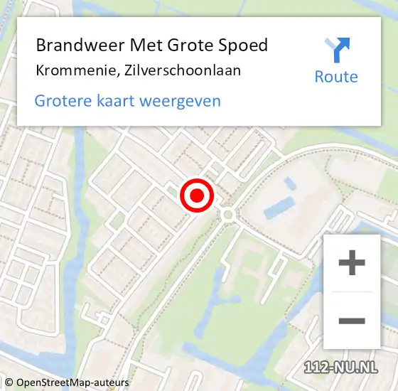 Locatie op kaart van de 112 melding: Brandweer Met Grote Spoed Naar Krommenie, Zilverschoonlaan op 8 juli 2024 11:24