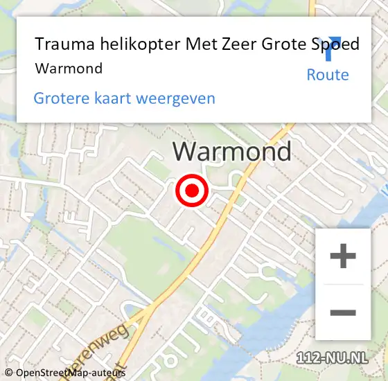 Locatie op kaart van de 112 melding: Trauma helikopter Met Zeer Grote Spoed Naar Warmond op 8 juli 2024 11:25