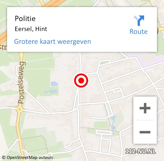 Locatie op kaart van de 112 melding: Politie Eersel, Hint op 8 juli 2024 11:31