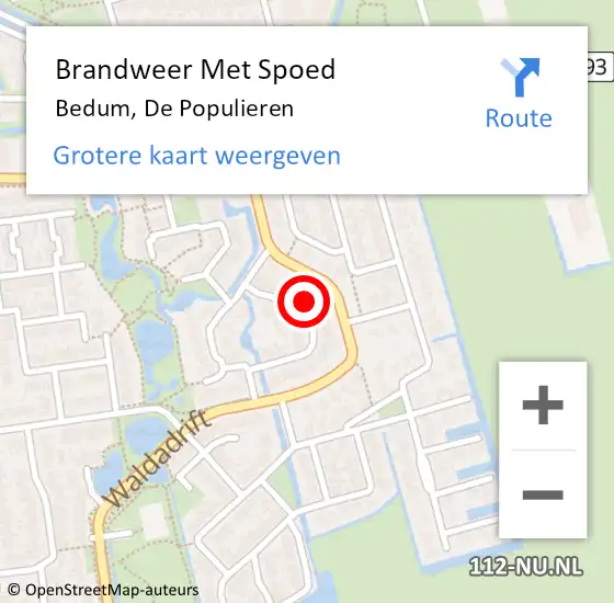 Locatie op kaart van de 112 melding: Brandweer Met Spoed Naar Bedum, De Populieren op 8 juli 2024 11:33