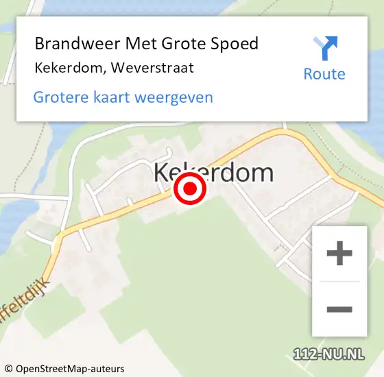 Locatie op kaart van de 112 melding: Brandweer Met Grote Spoed Naar Kekerdom, Weverstraat op 8 juli 2024 11:41