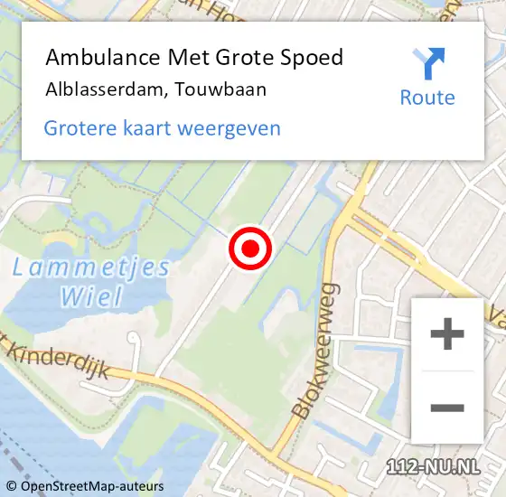 Locatie op kaart van de 112 melding: Ambulance Met Grote Spoed Naar Alblasserdam, Touwbaan op 8 juli 2024 11:50