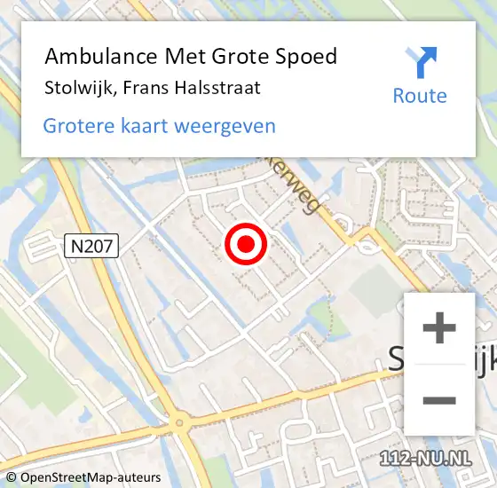 Locatie op kaart van de 112 melding: Ambulance Met Grote Spoed Naar Stolwijk, Frans Halsstraat op 8 juli 2024 11:52