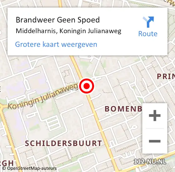 Locatie op kaart van de 112 melding: Brandweer Geen Spoed Naar Middelharnis, Koningin Julianaweg op 8 juli 2024 11:54