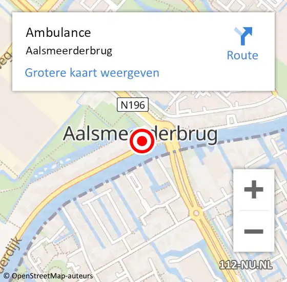 Locatie op kaart van de 112 melding: Ambulance Aalsmeerderbrug op 8 juli 2024 12:07