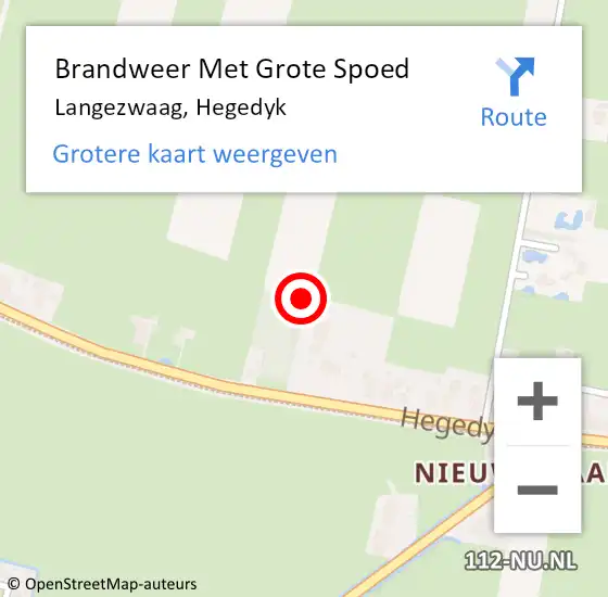 Locatie op kaart van de 112 melding: Brandweer Met Grote Spoed Naar Langezwaag, Hegedyk op 8 juli 2024 12:19