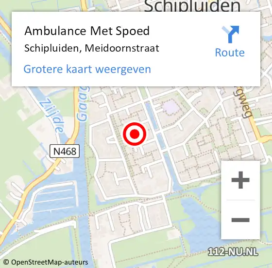 Locatie op kaart van de 112 melding: Ambulance Met Spoed Naar Schipluiden, Meidoornstraat op 8 juli 2024 12:26