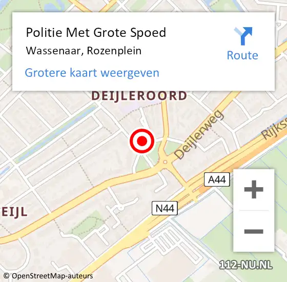 Locatie op kaart van de 112 melding: Politie Met Grote Spoed Naar Wassenaar, Rozenplein op 8 juli 2024 12:33