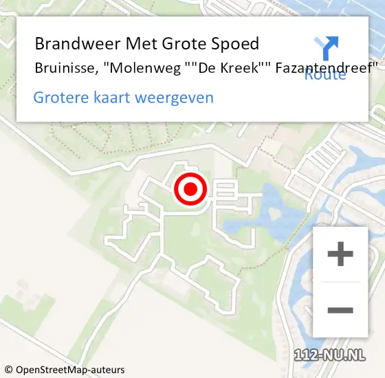 Locatie op kaart van de 112 melding: Brandweer Met Grote Spoed Naar Bruinisse, "Molenweg ""De Kreek"" Fazantendreef" op 8 juli 2024 12:37