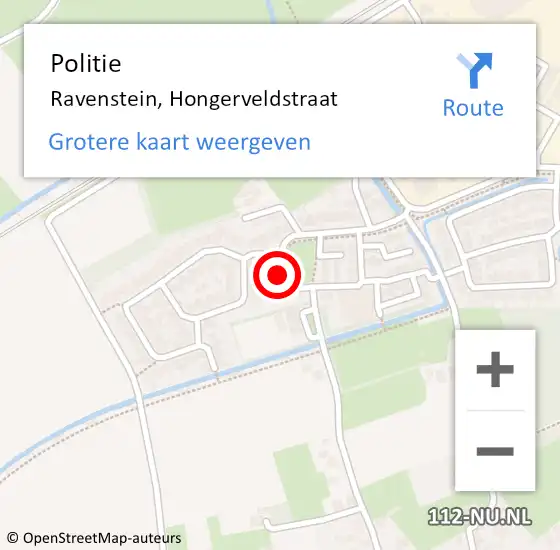 Locatie op kaart van de 112 melding: Politie Ravenstein, Hongerveldstraat op 8 juli 2024 12:40