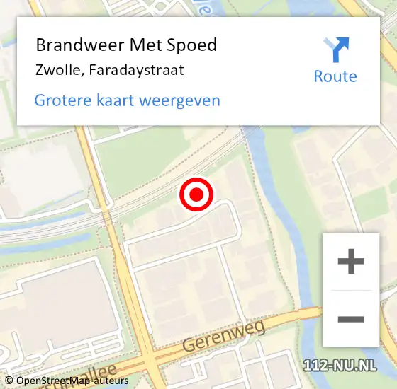 Locatie op kaart van de 112 melding: Brandweer Met Spoed Naar Zwolle, Faradaystraat op 8 juli 2024 12:42